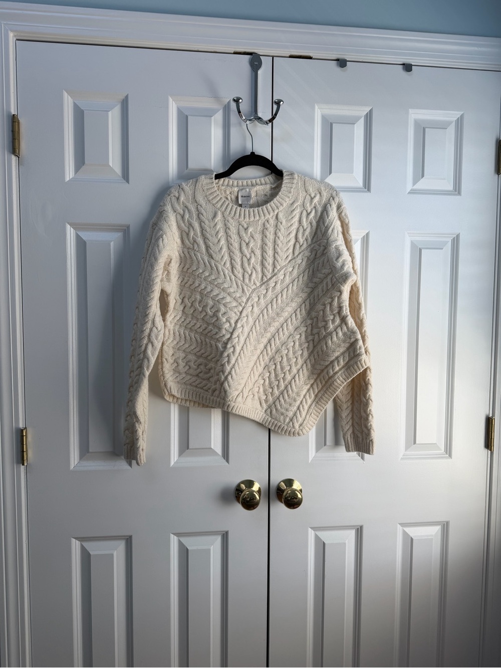 Maeve Cream Cable-Knit Crewneck Sweater